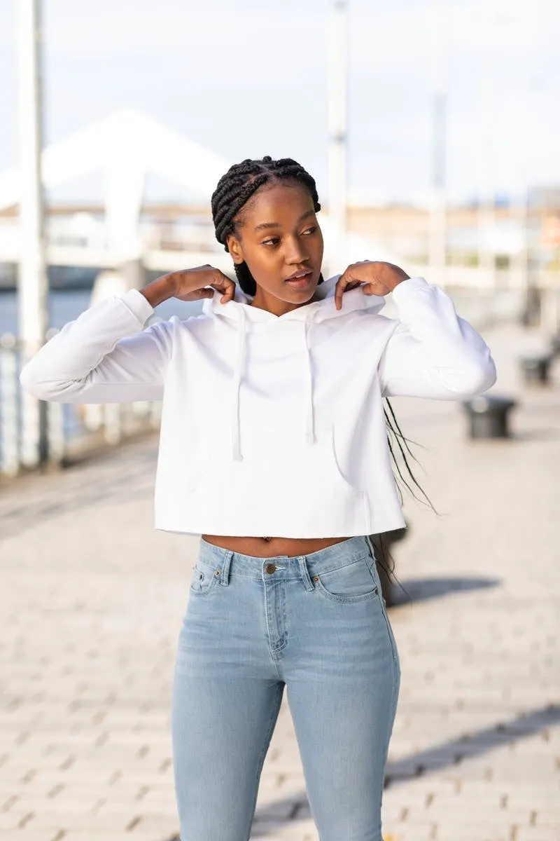 good for yoga graffiti print Girlie Cropped Hoodie | HEATHER GREY