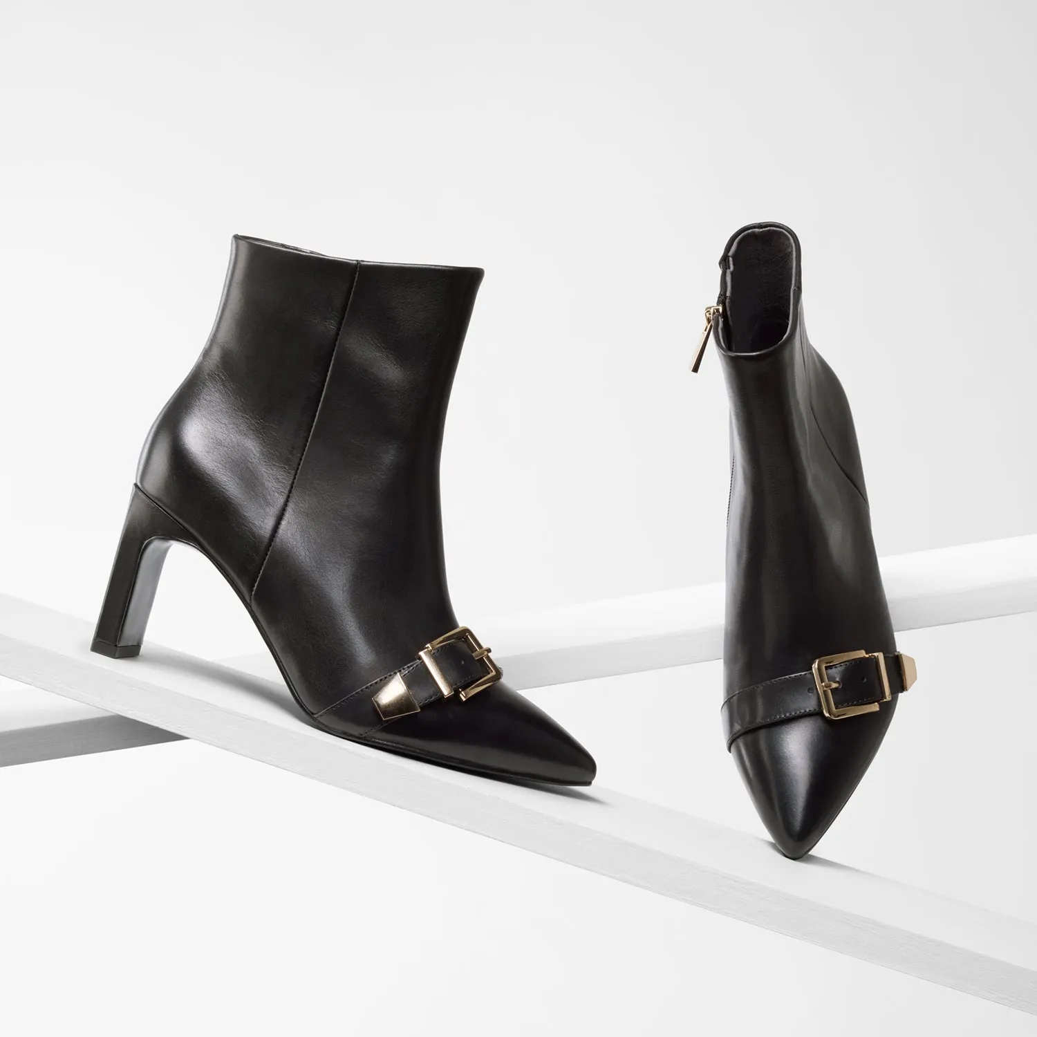 Fashion Heels Smart Office Shoes Rome Ltd Ed Ankle Boot | Black leather