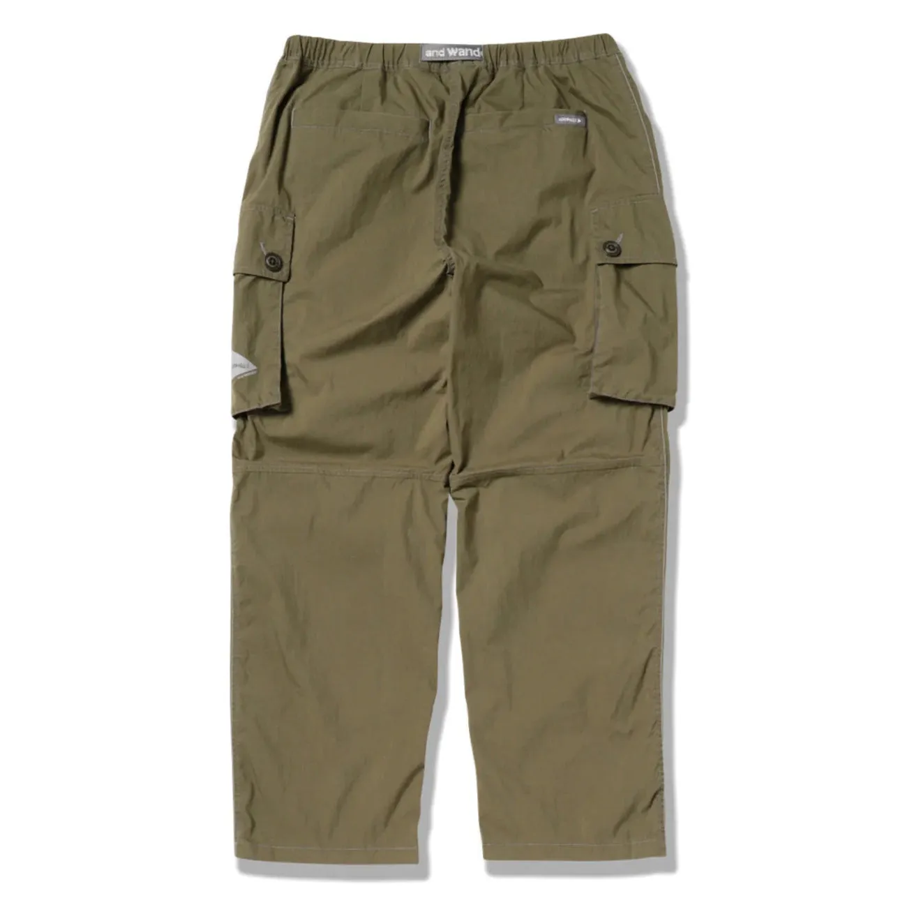 Gramicci x And Wander Womens Military Wide Pant Khaki Belt loops