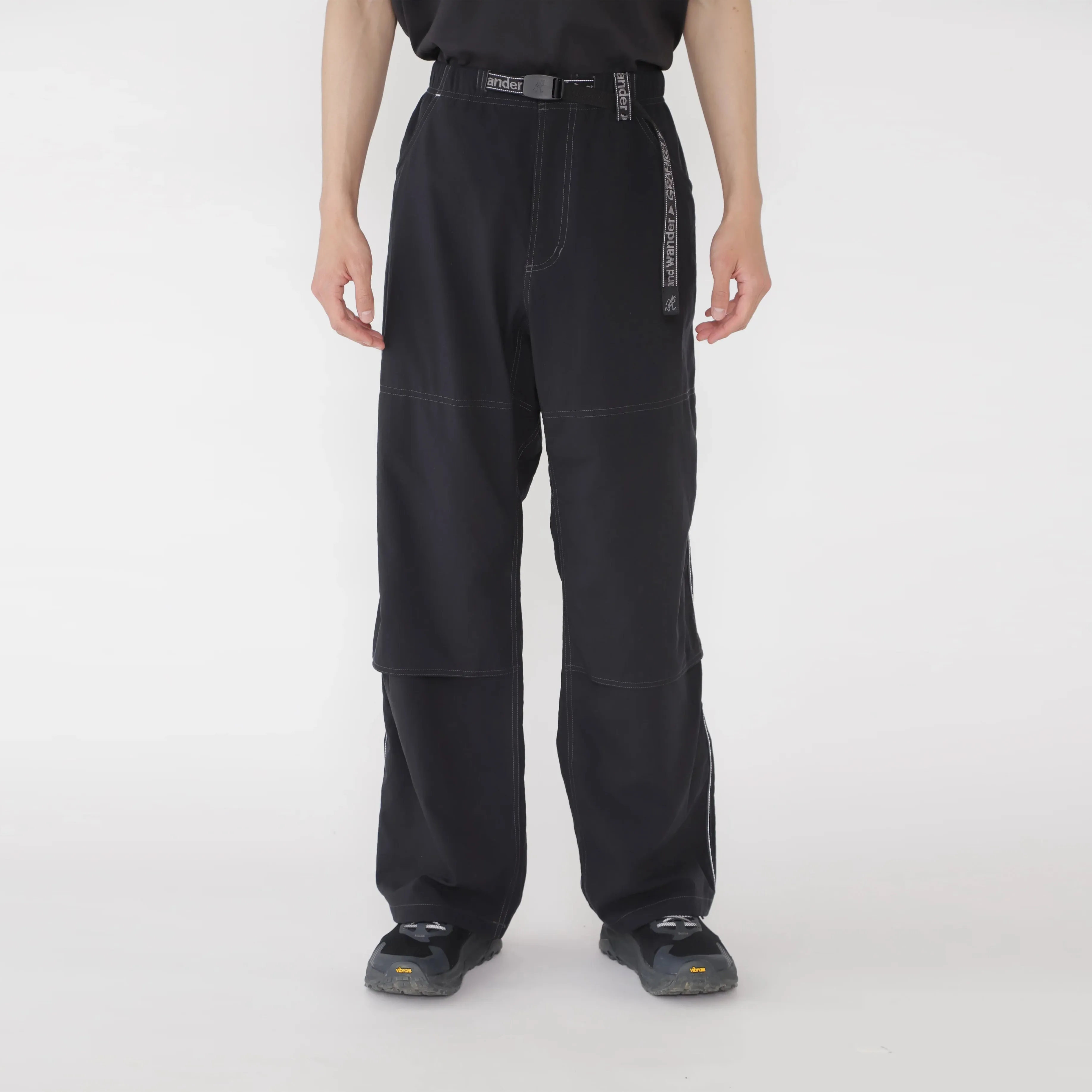 Gramicci x And Wander Womens Nylon Double Knee Pant Black WindResistantMaterial Core Essential