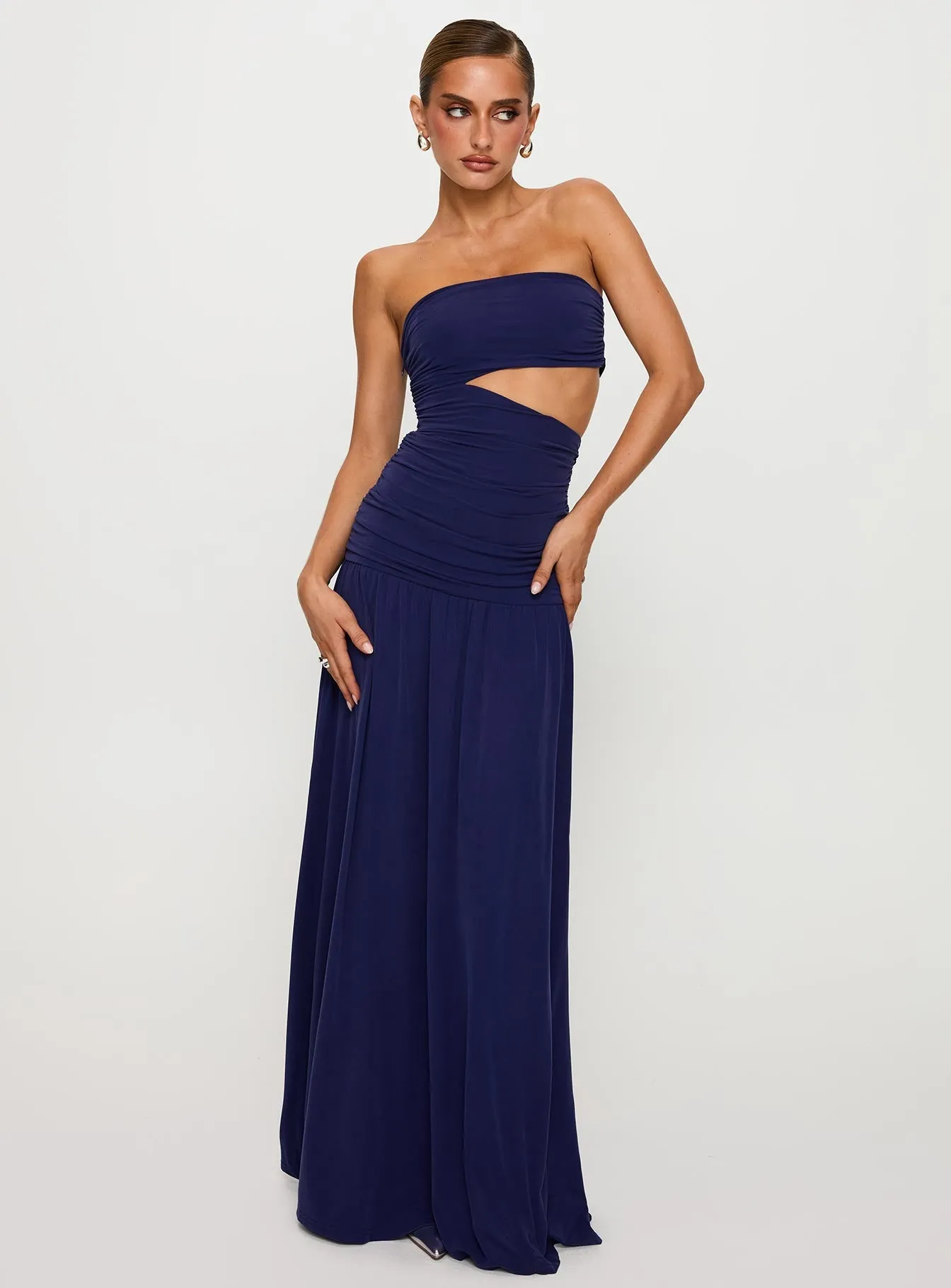 Grandeur Strapless Maxi Dress Navy Contemporary Design