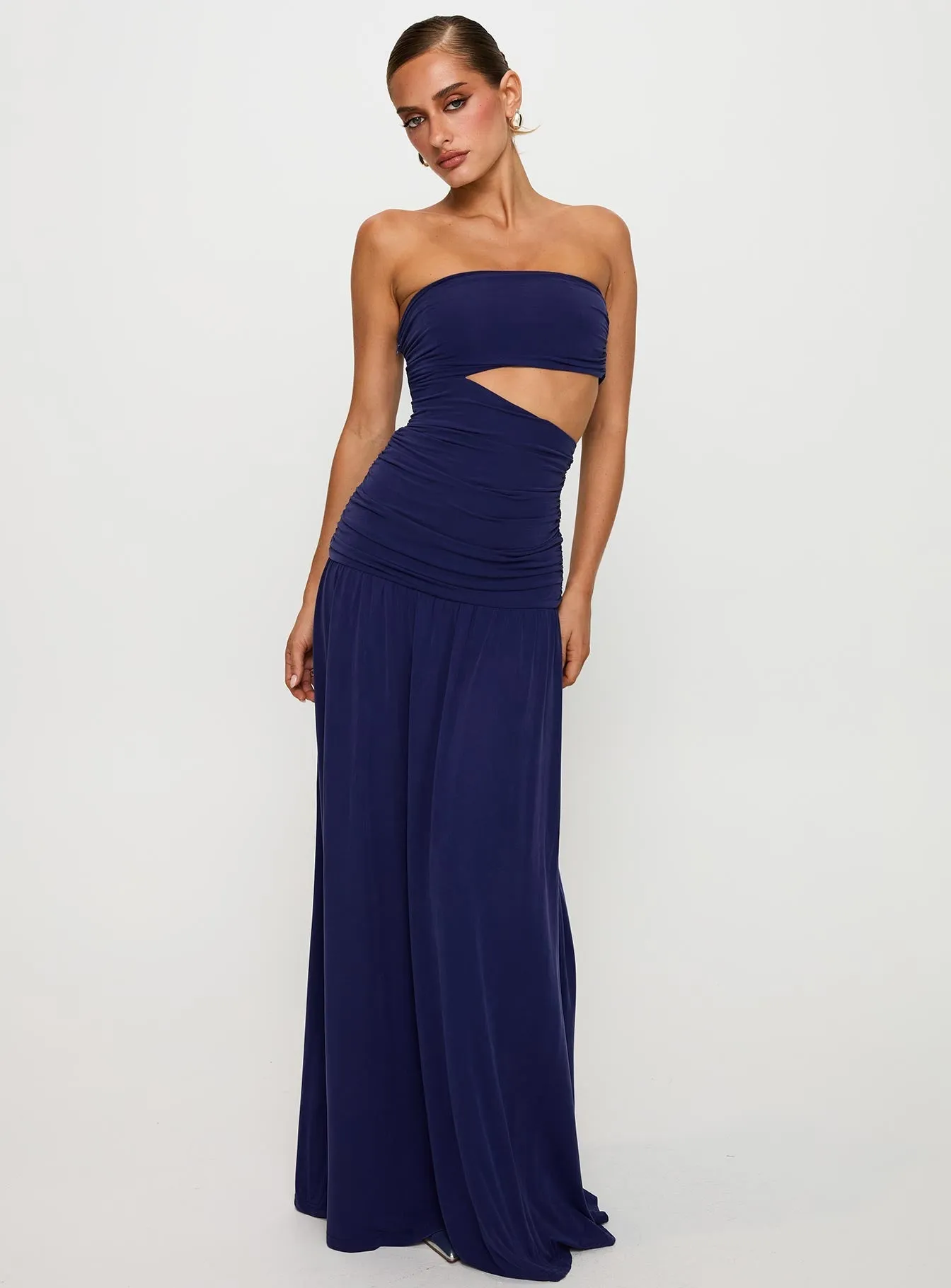 Easy Mood Trend Appeal Grandeur Strapless Maxi Dress Navy