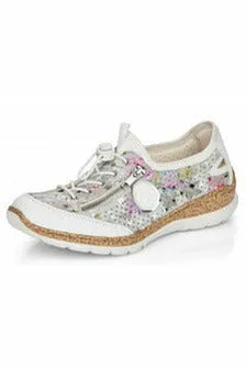 Rieker ladies summer shoes N42V1 90 multi Comfort Wedge Shiny Tone