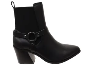 Dry Comfort Hush Puppies Vala Harness Womens Leather Mid Heel Ankle Boots