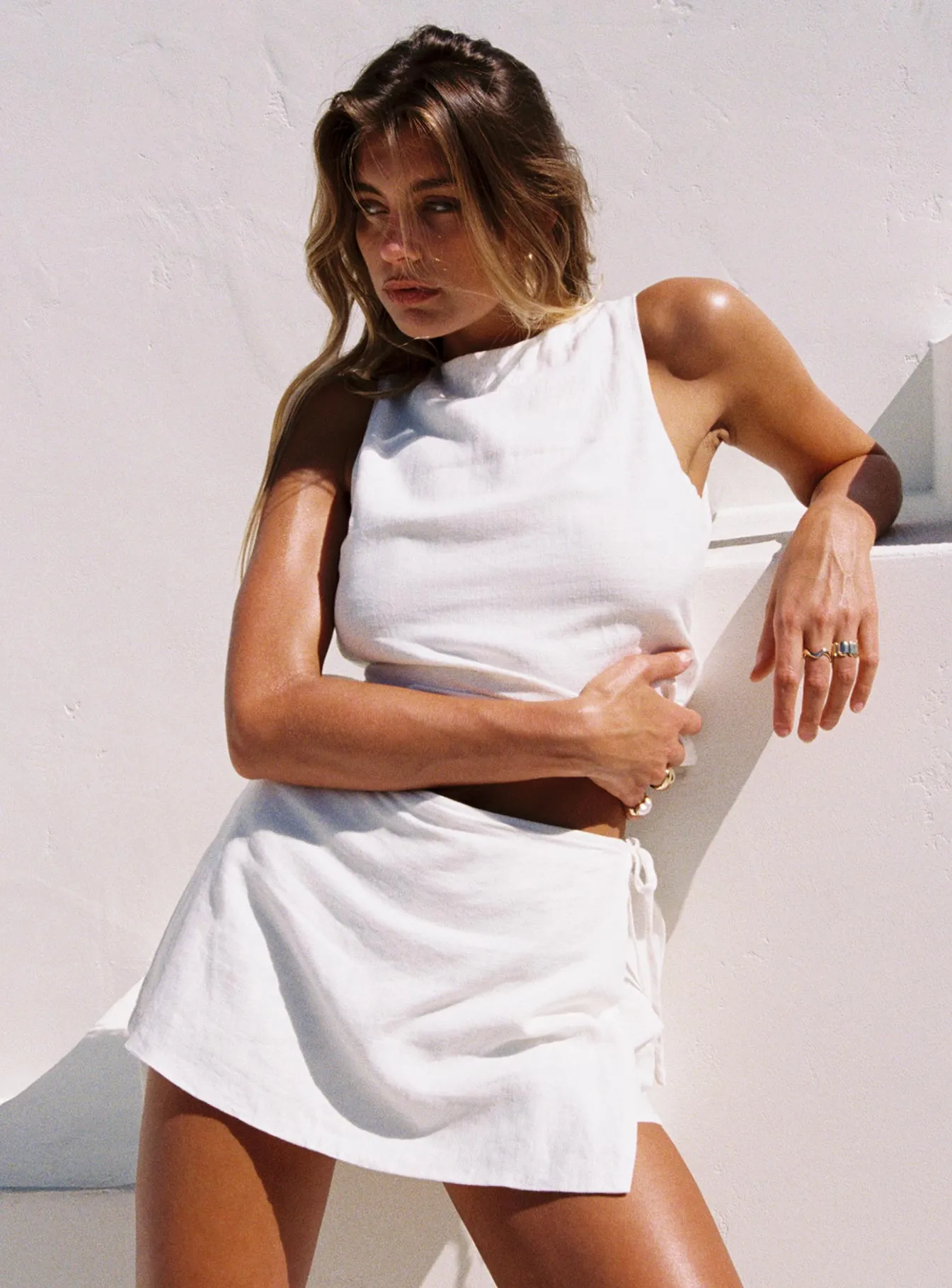 Gulliver Tie Side Mini Skort White Petite Timeless Touch