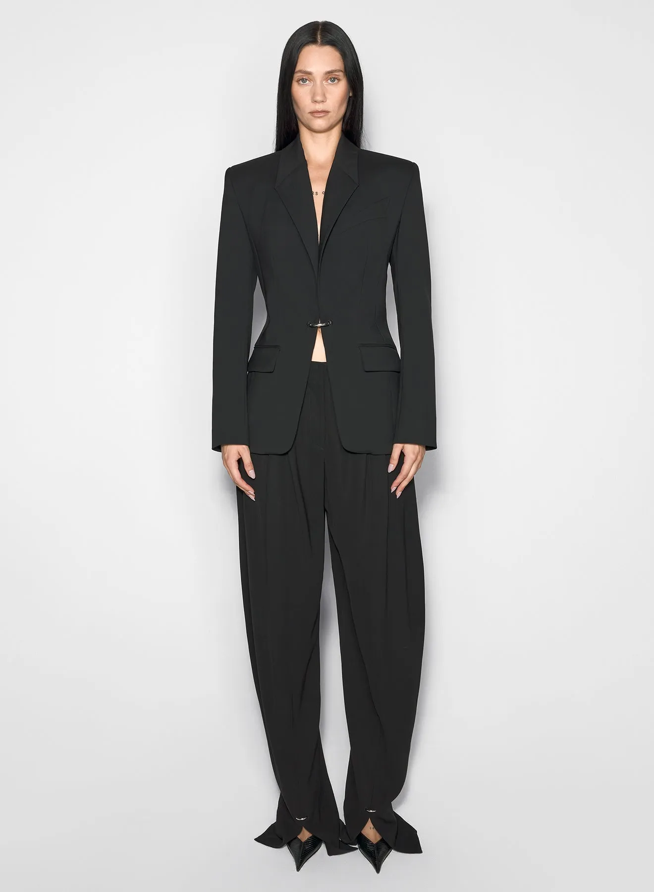 black pierced tailored jacket Quilted Stitching Pattern