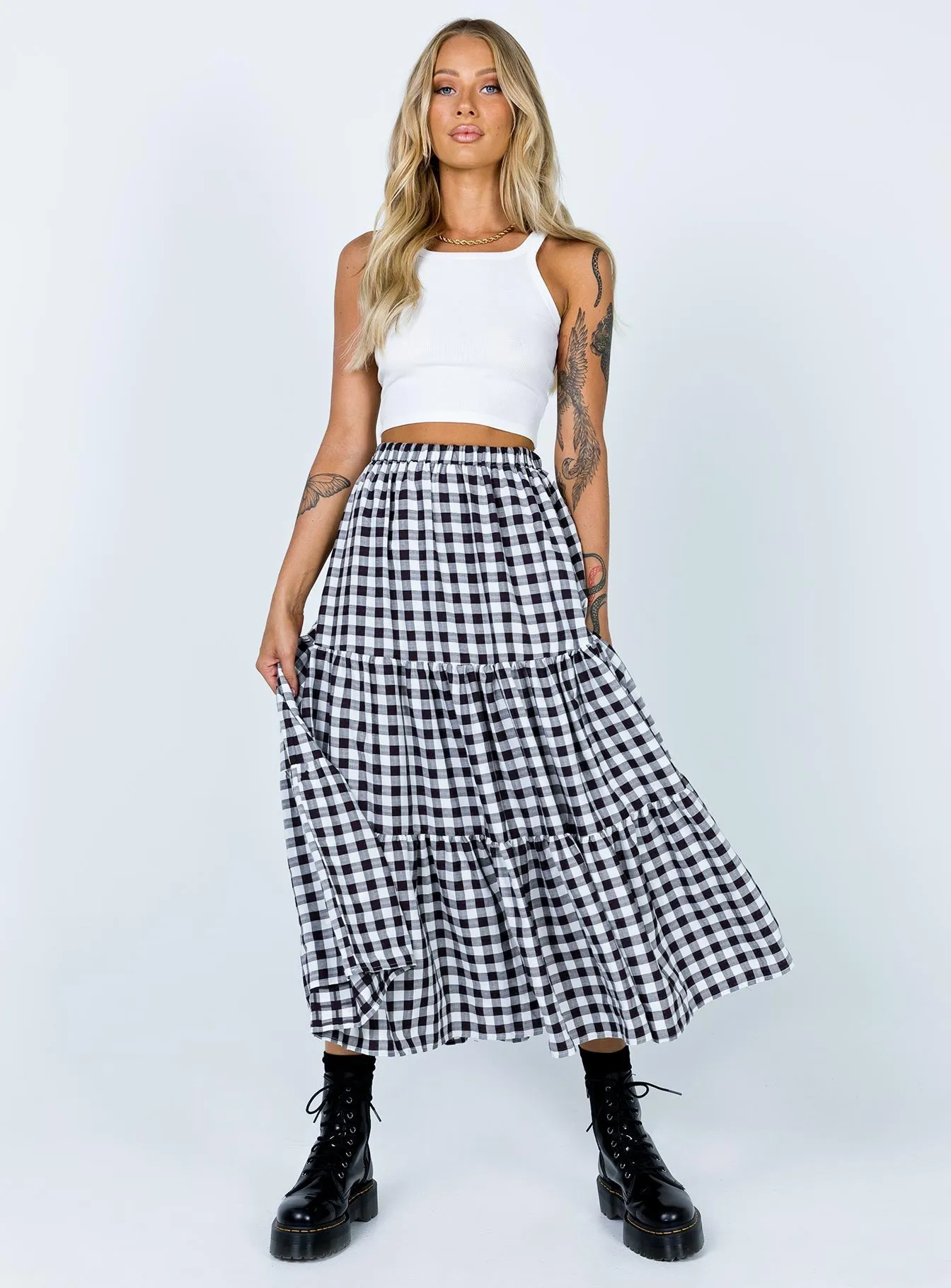 Hale Midi Skirt Black / White Fresh Aesthetic