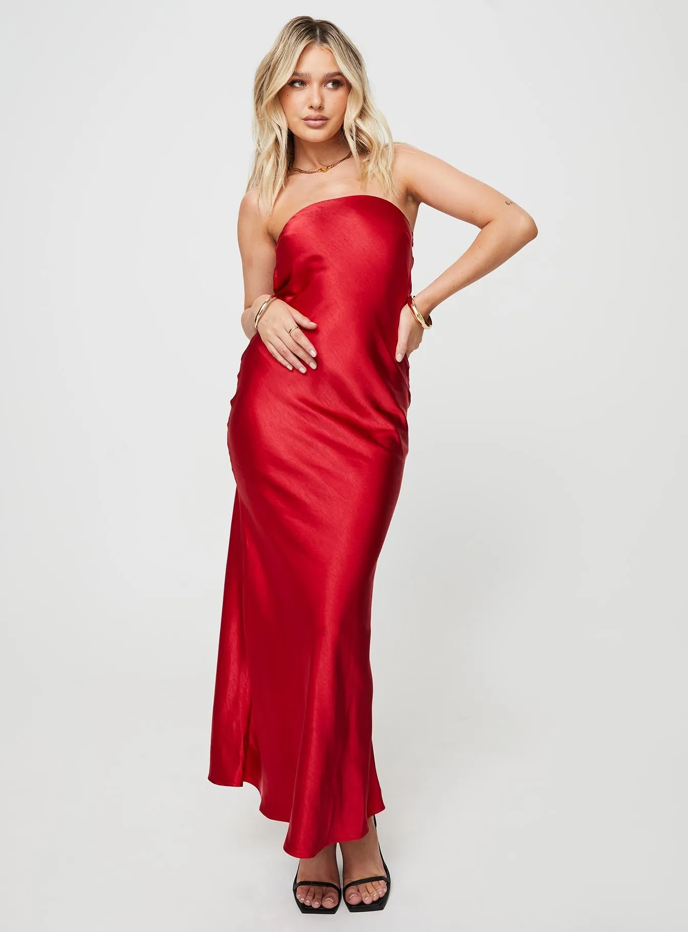 Tiered Skirt Haley Maxi Dress Red