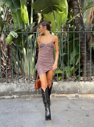 Eye Appeal Feminine Touch Motel Tintin Dress Flower Garden Brown