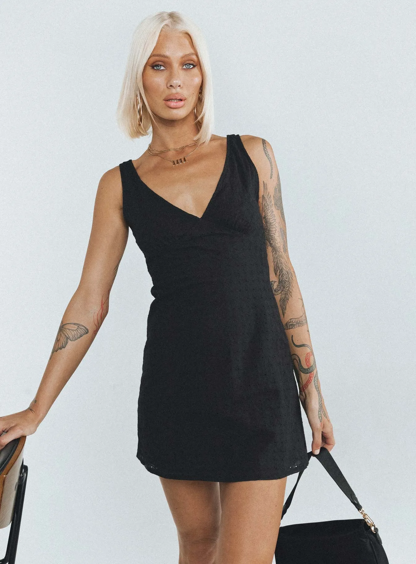 Nellie Mini Dress Black Anglaise Chic Design