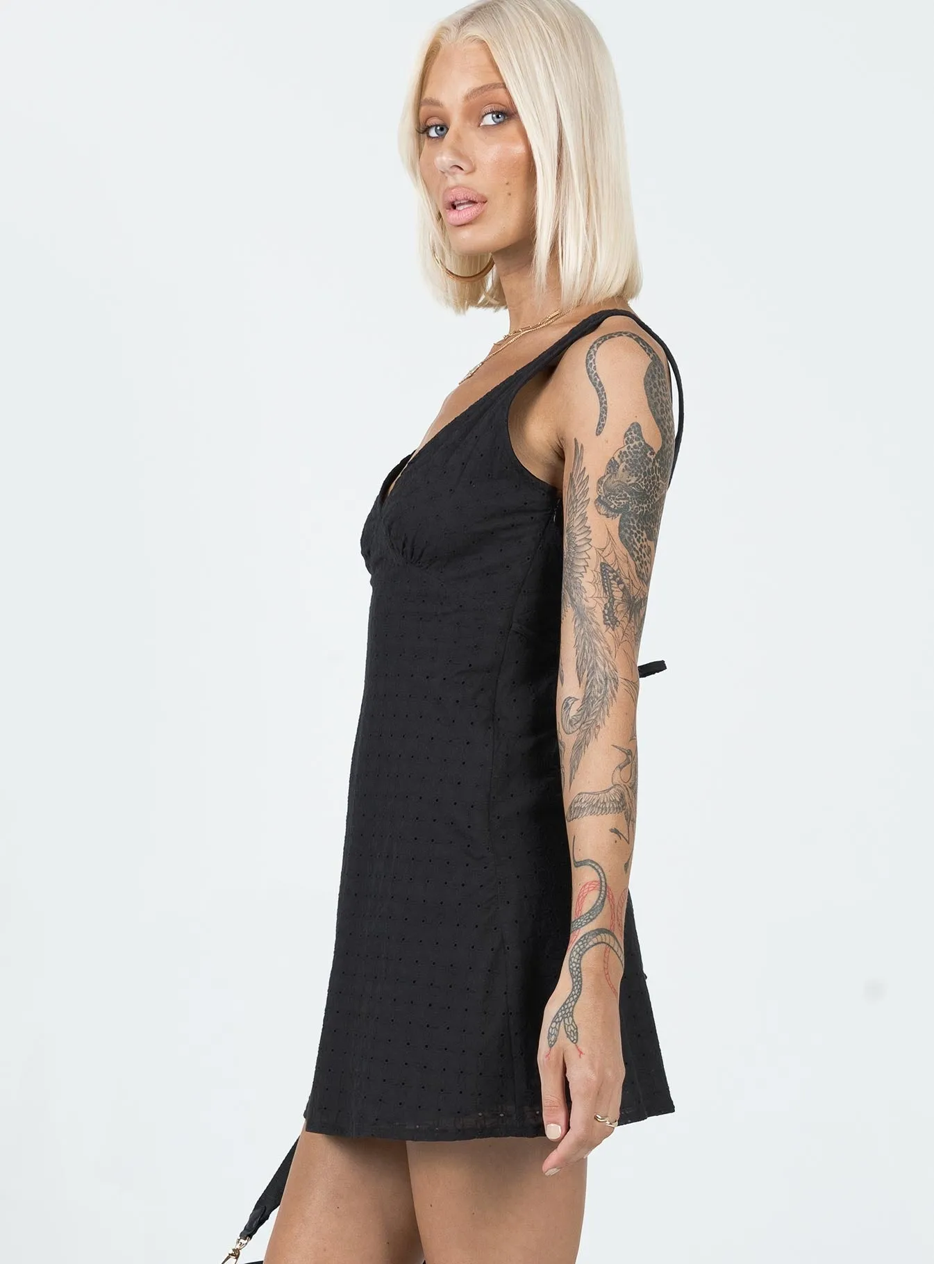 Nellie Mini Dress Black Anglaise MoistureWickingTechnology
