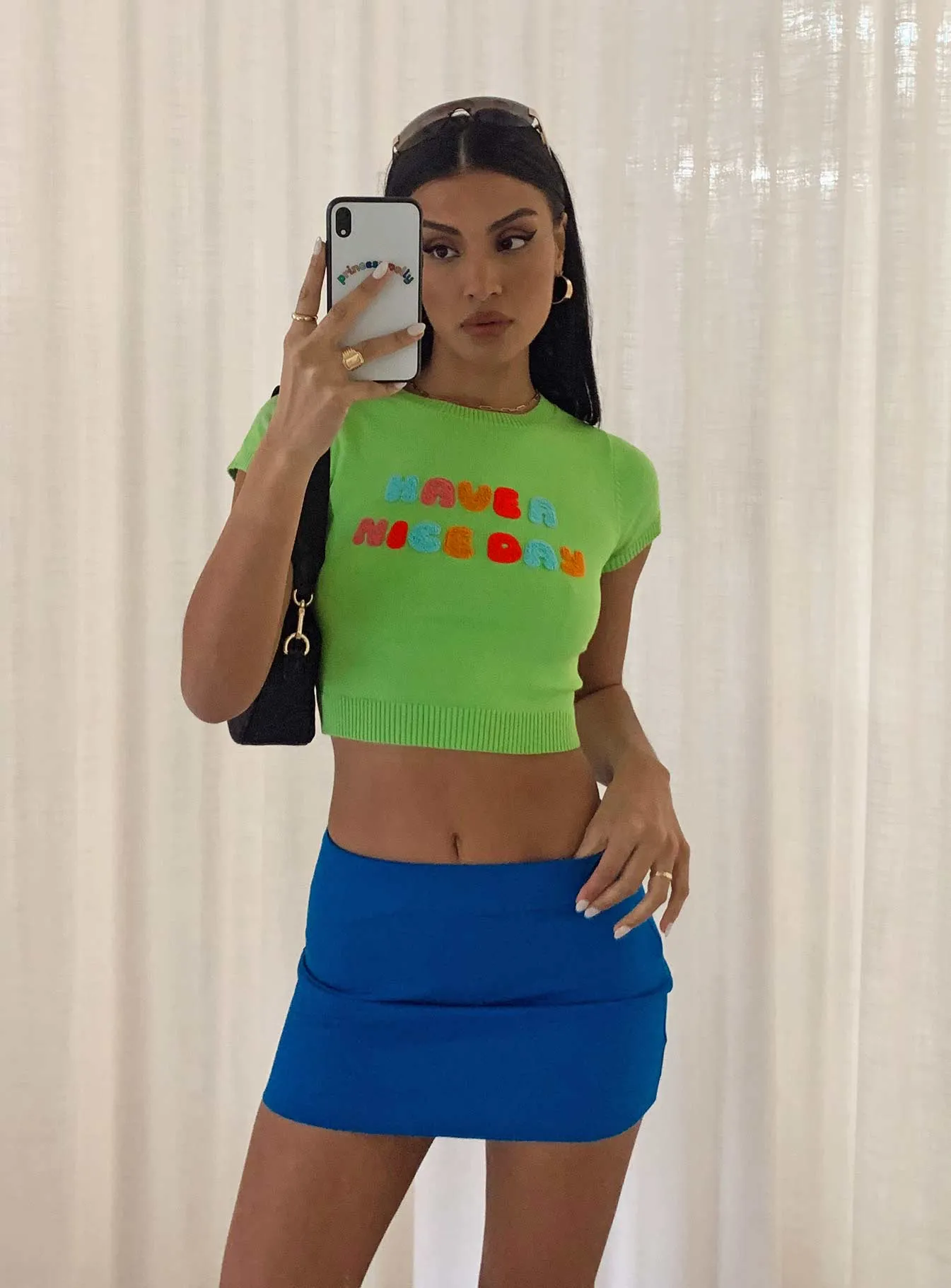 Karley Low Waist Mini Skirt Blue Bold Mood