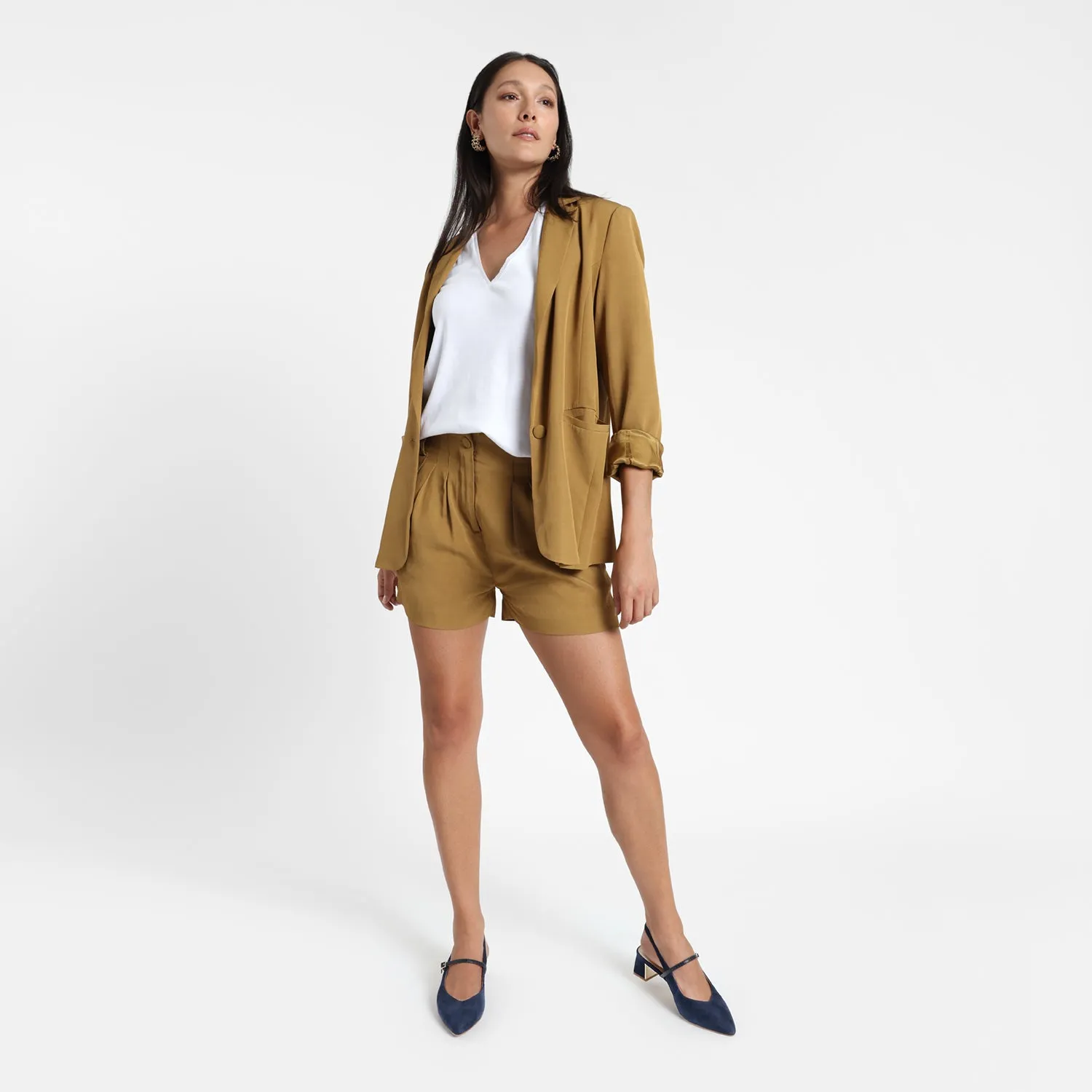 Heeled Boots Harper Slingback Heel | Navy suede