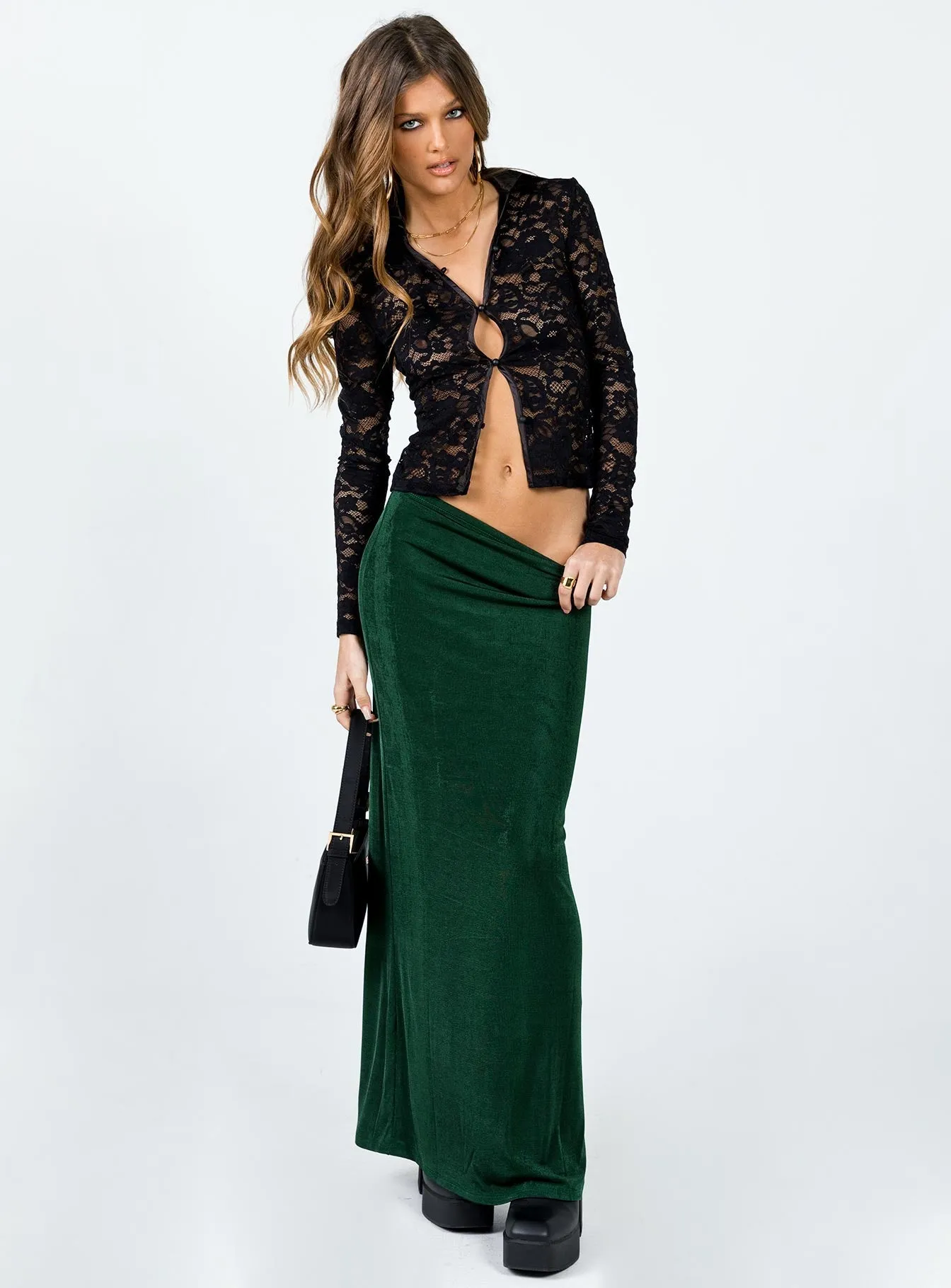 Harriette Maxi Skirt Forest Green Chic Look