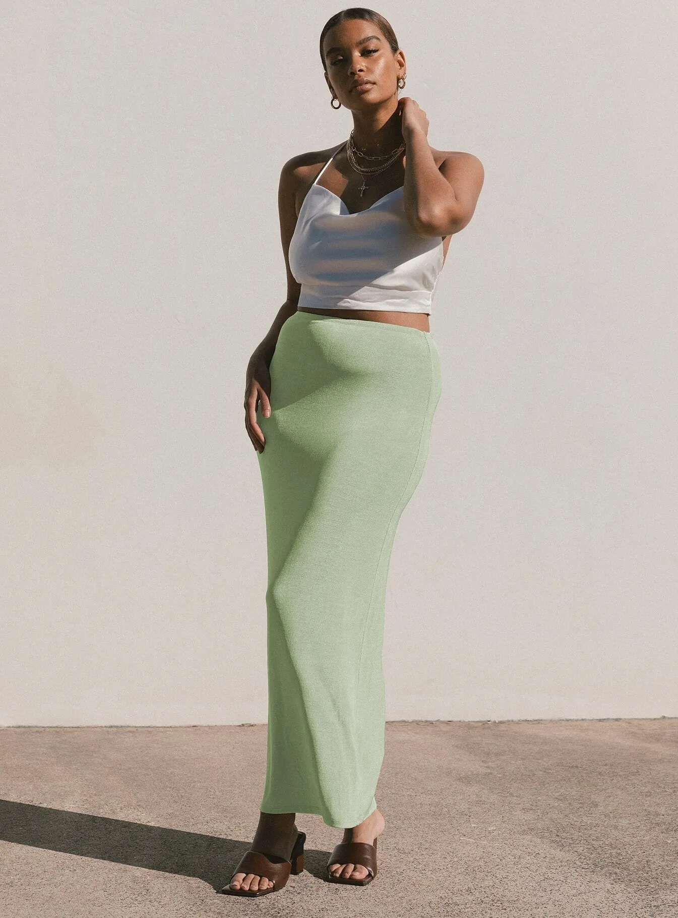 slim fit Limited Release Harriette Maxi Skirt Sage