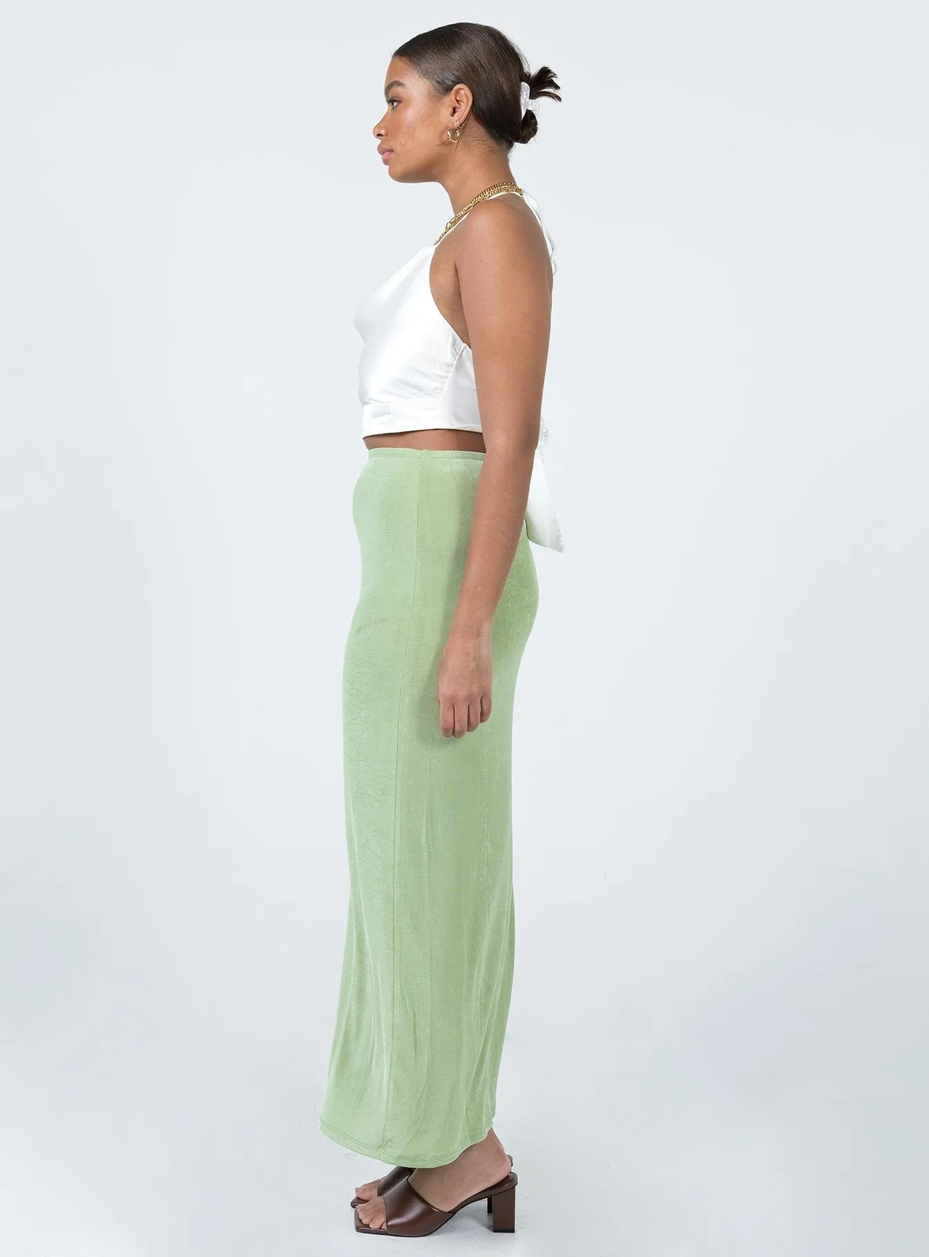 Clean Lines Harriette Maxi Skirt Sage