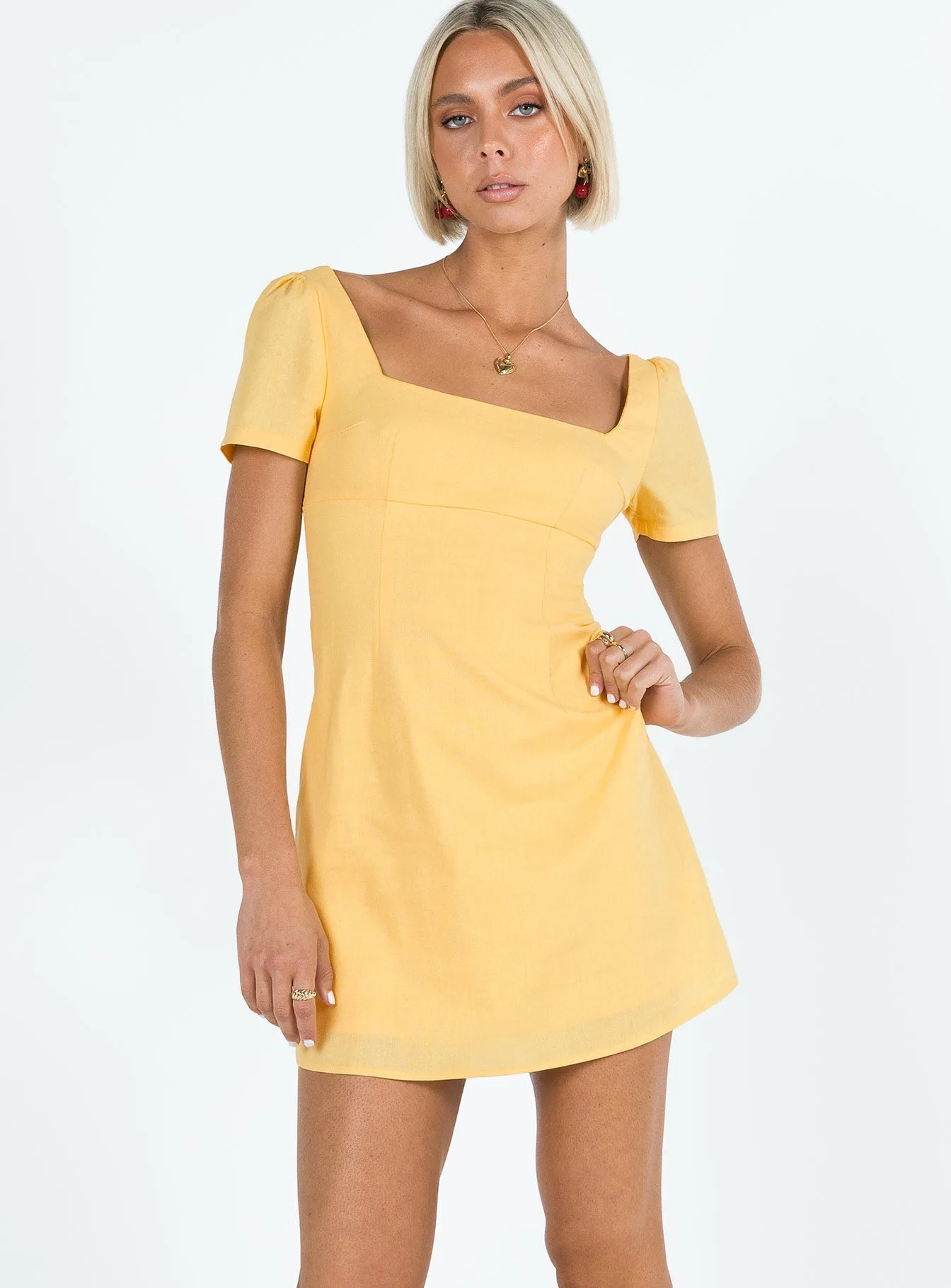 Non-Pilling Boho Aesthetic Hastings Mini Dress Yellow