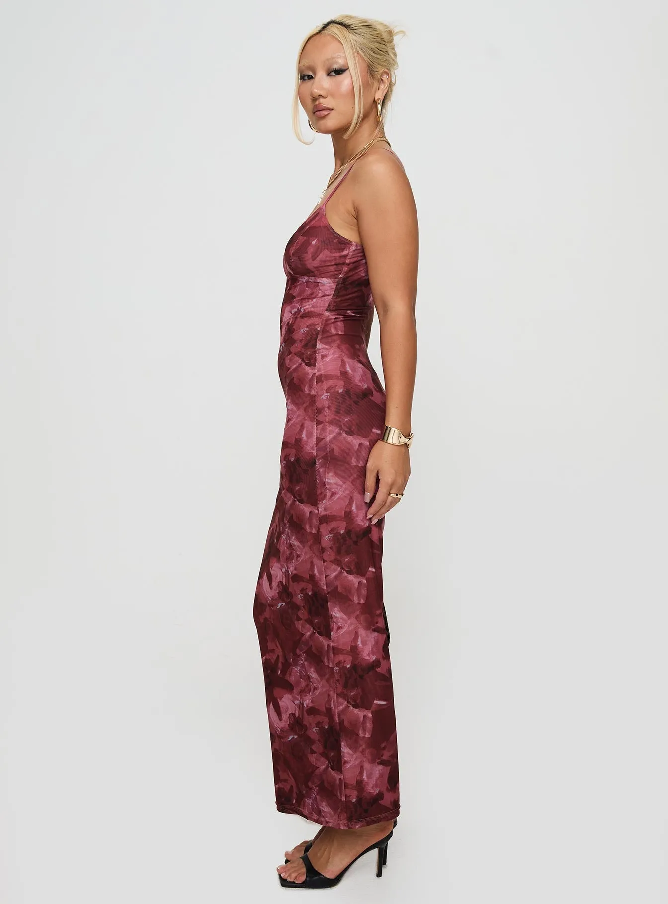 Hathaway Maxi Dress Burgundy Floral Sleeveless AntiPillTreatment