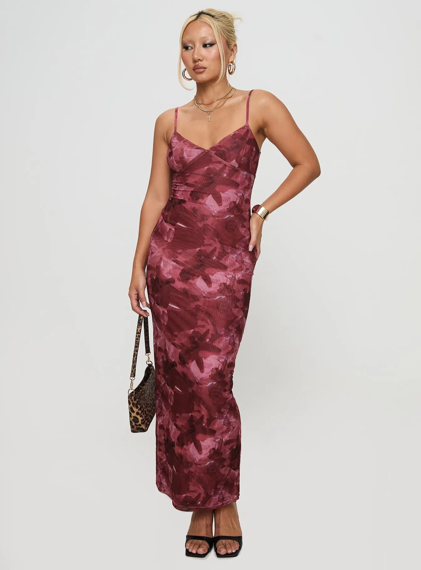 Easy Layering Piece Simple Ease Hathaway Maxi Dress Burgundy Floral