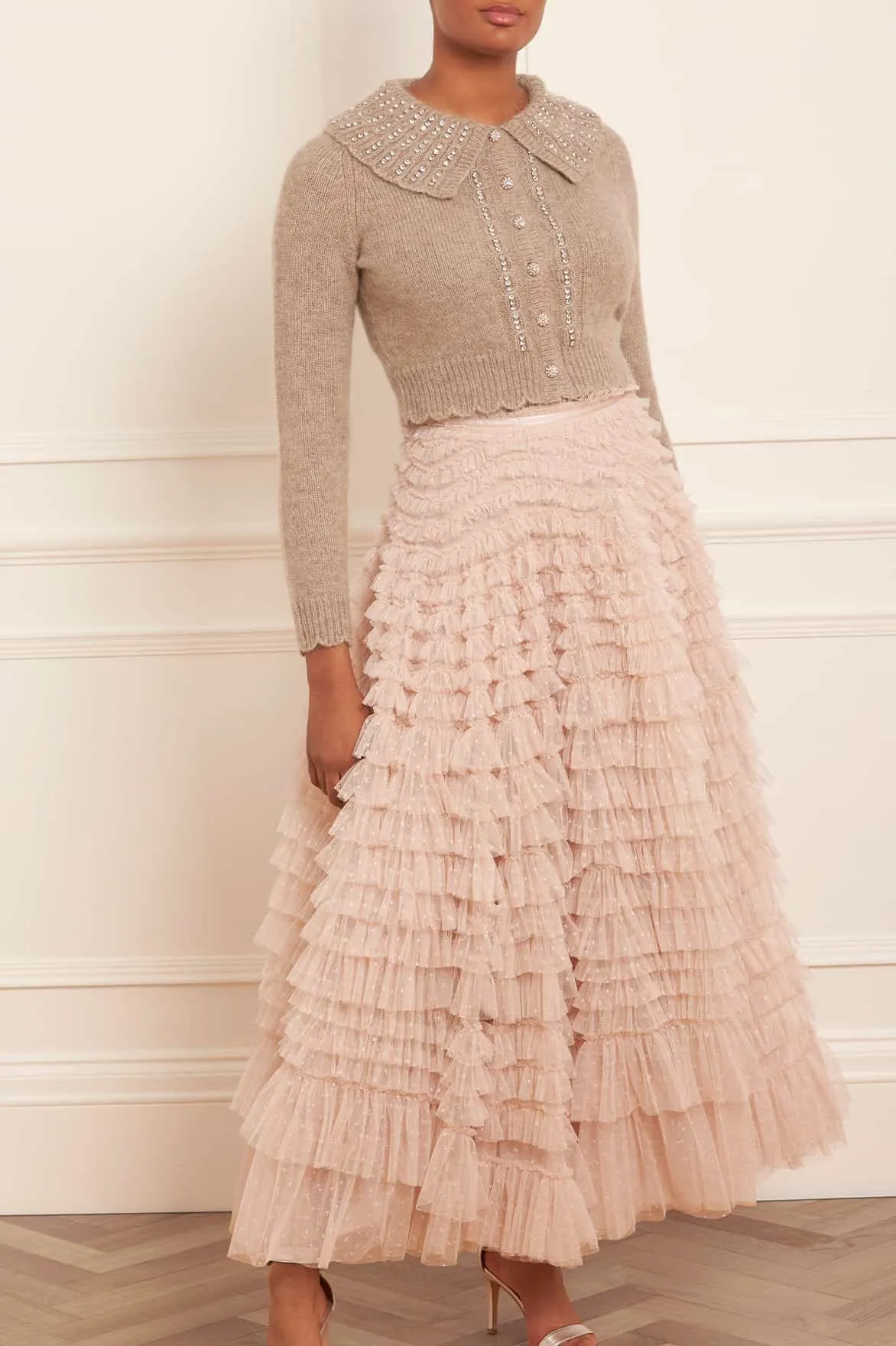 Hattie Ruffle Ankle Skirt Opaque Lining Elegant Flow