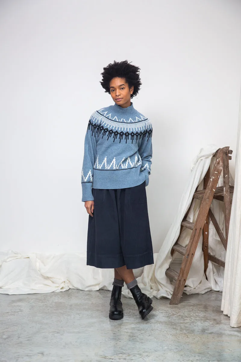 Hawthorne Recycled Wool Knitted Jumper in Sky Blue Gloss Fit Light Flow