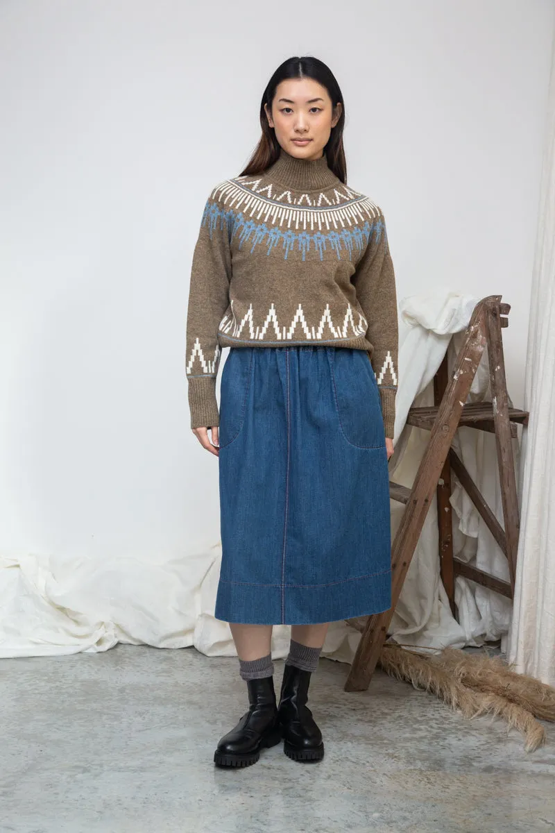 AdjustableStraps MoistureWicking Technology Hawthorne Recycled Wool Knitted Jumper in Taupe Marl