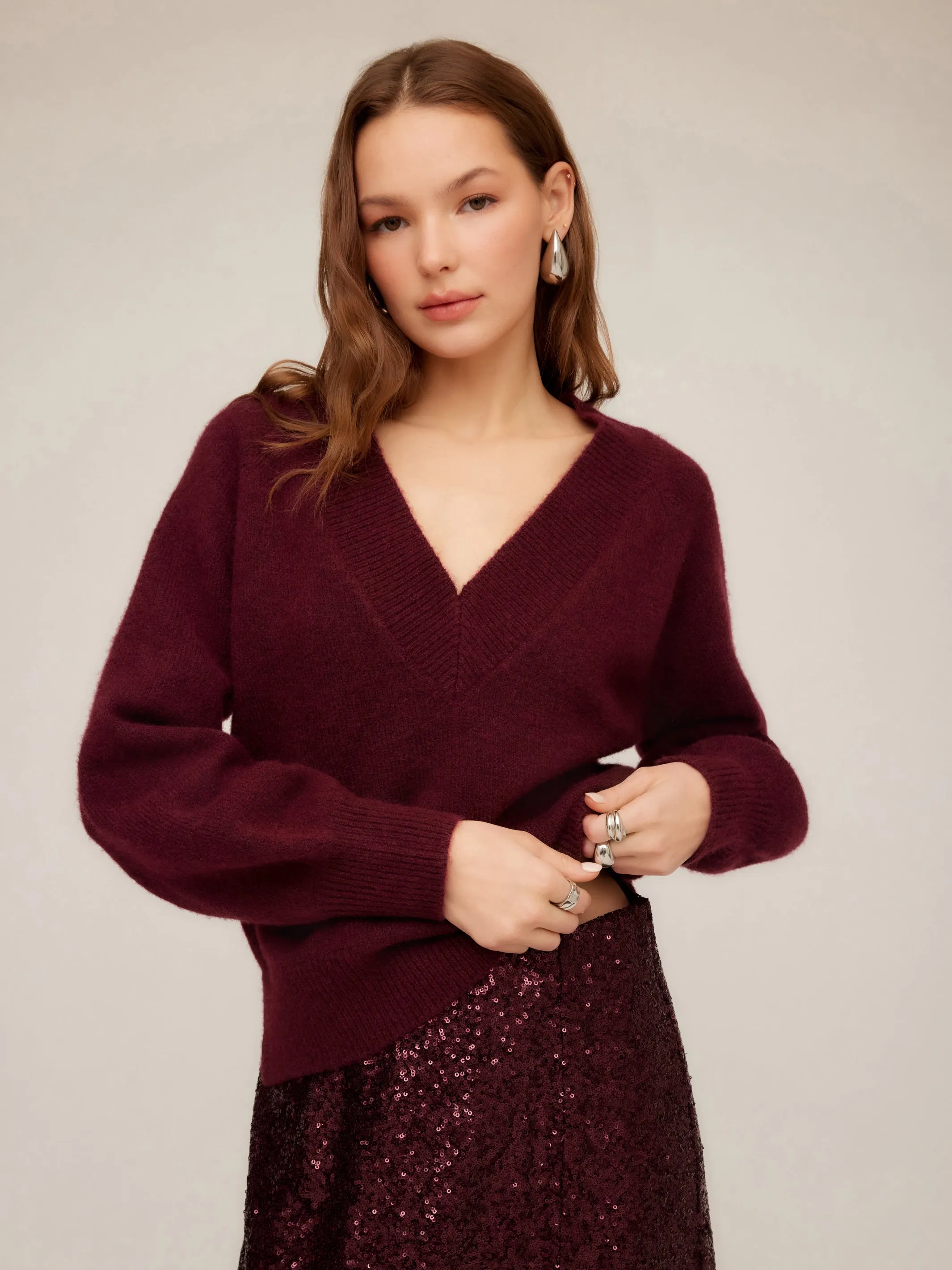 Work Day Heather V-Neck Sweater