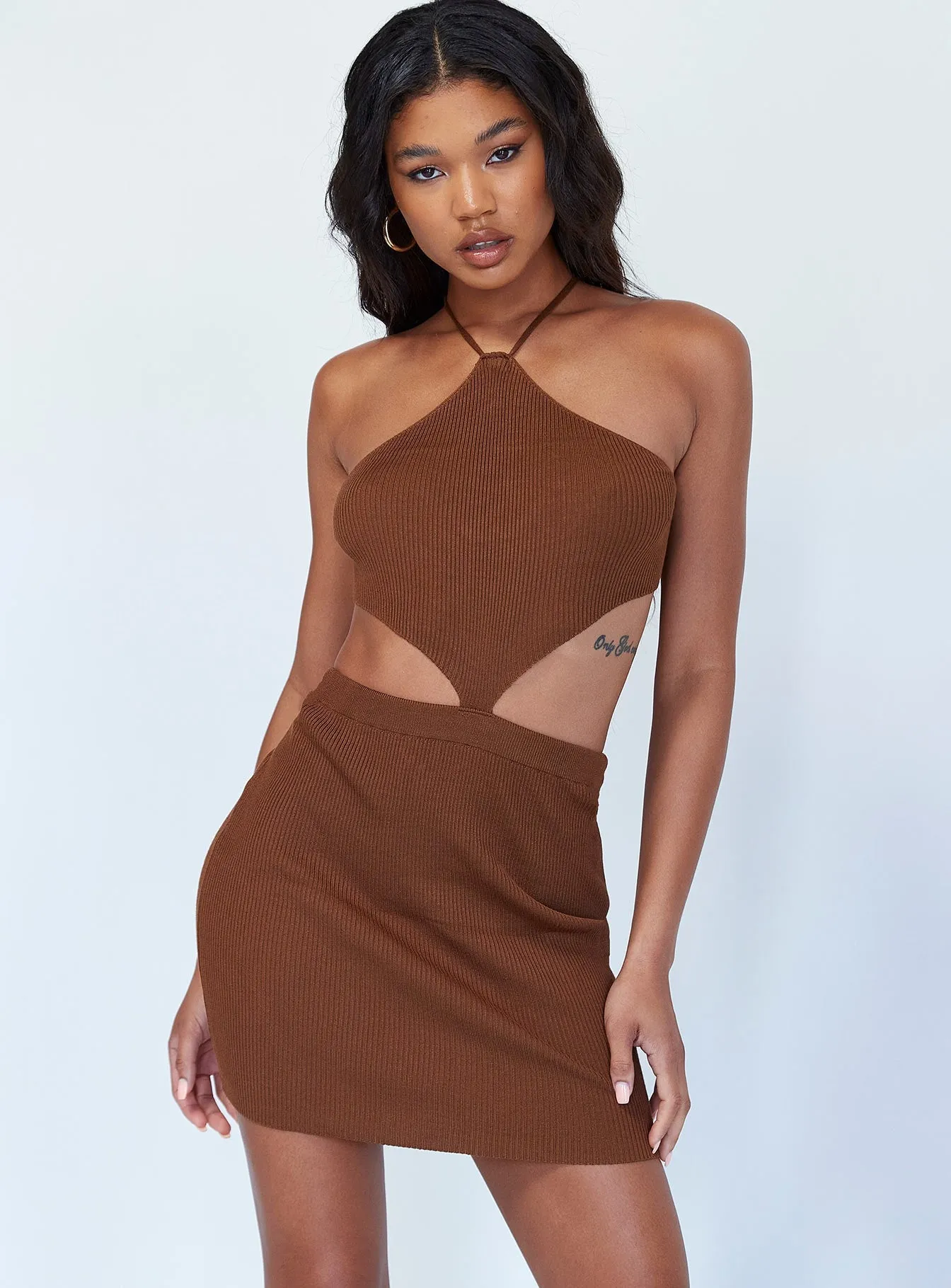 Vibrant Edge Honey Mini Dress Brown