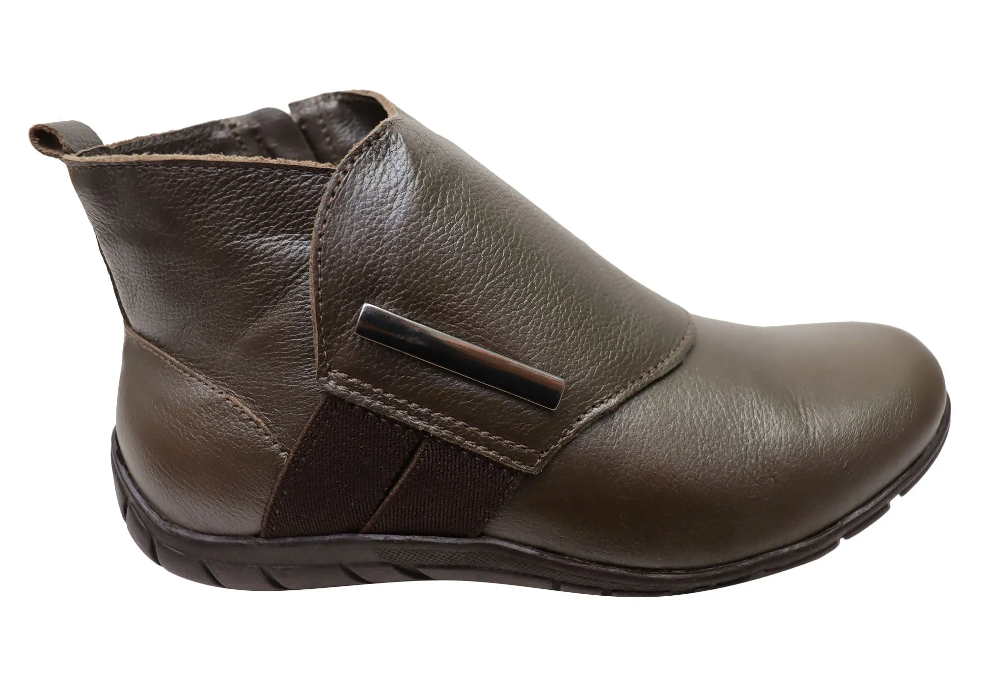 Anti Odor Technology Andacco Meledie Womens Brazilian Comfortable Leather Ankle Boots