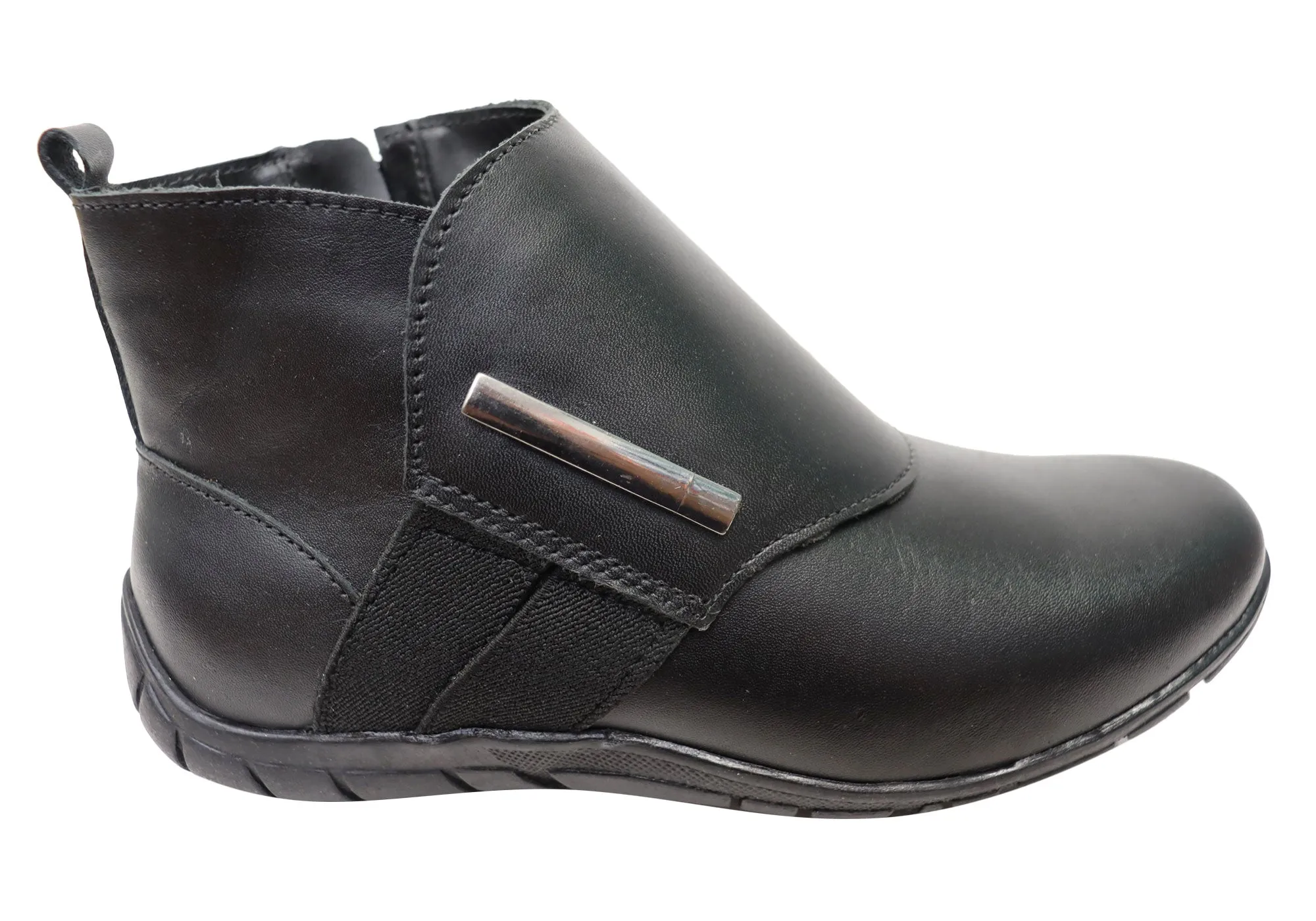 Modern Utility Comfort Stretch Andacco Meledie Womens Brazilian Comfortable Leather Ankle Boots