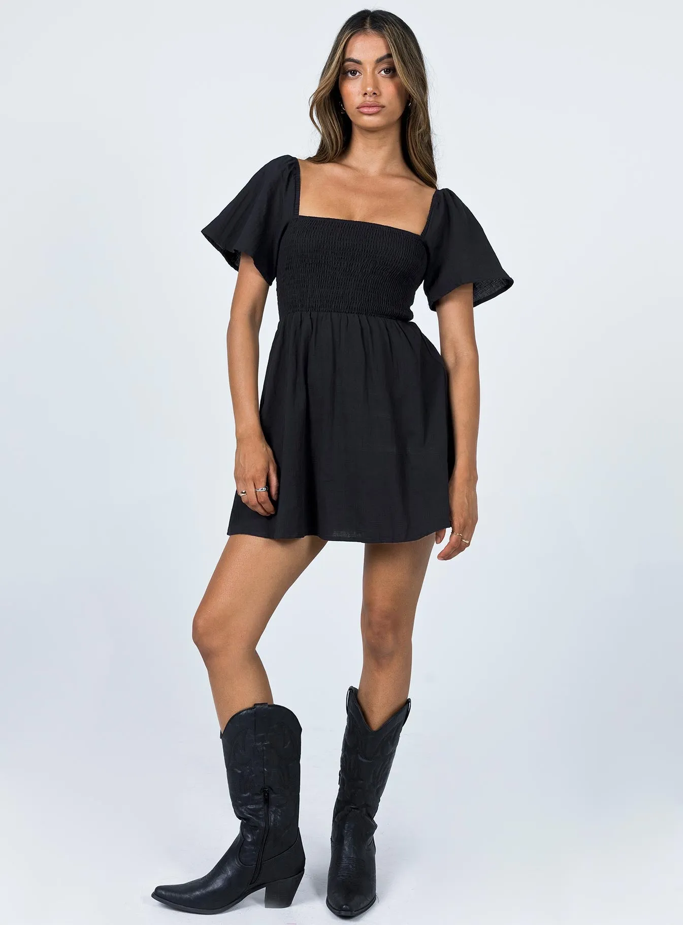 Summer Nights Mini Dress Black Simple Touch Flowy Cut