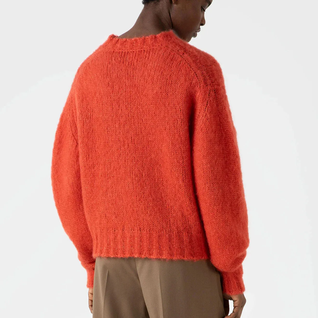 Sunspel Womens Mohair Silk Crew Neck Jumper Magma Stretchable Material