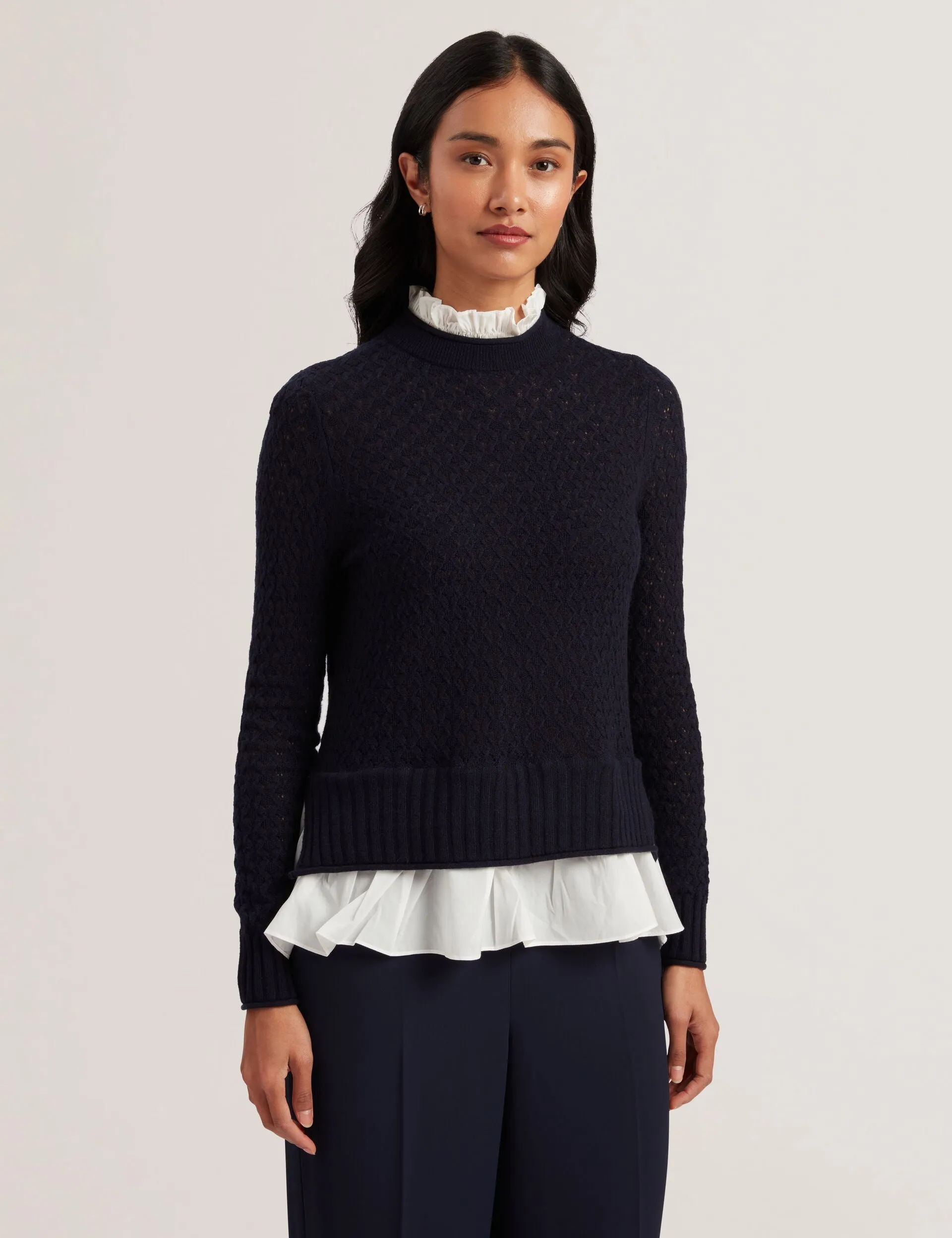 Stretchable Waistband Lightweight Knit HOLINAS | DK-BLUE