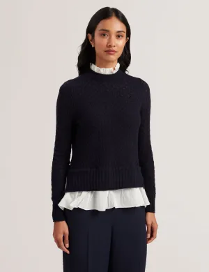 Stretchable Waistband Lightweight Knit HOLINAS | DK-BLUE