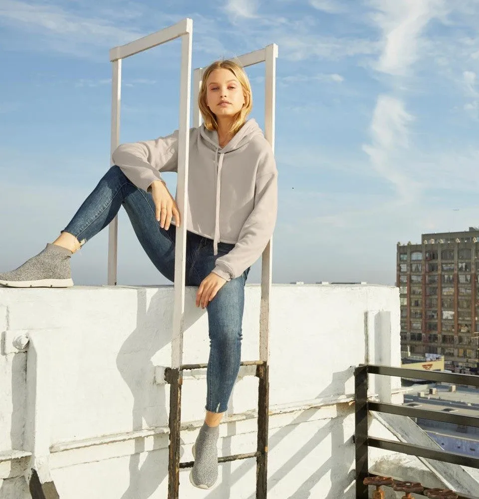 Gym Wear Women's Cropped Fleece Hoodie | BLACK