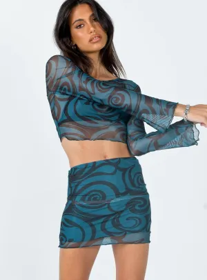 Handmade Item A Line Cut Shantal Mini Skirt Green