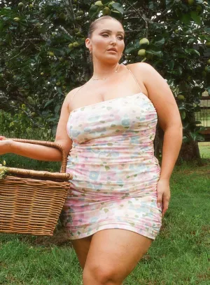 Hopeless Romantic Mesh Ruched Mini Dress Multi Curve Sleek Volume Walk Easy