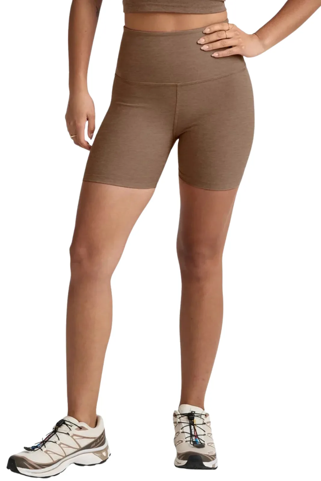 Reinforced Stitching Durable Stitching Spacedye Keep Pace Biker Short, True Chocolate Heather