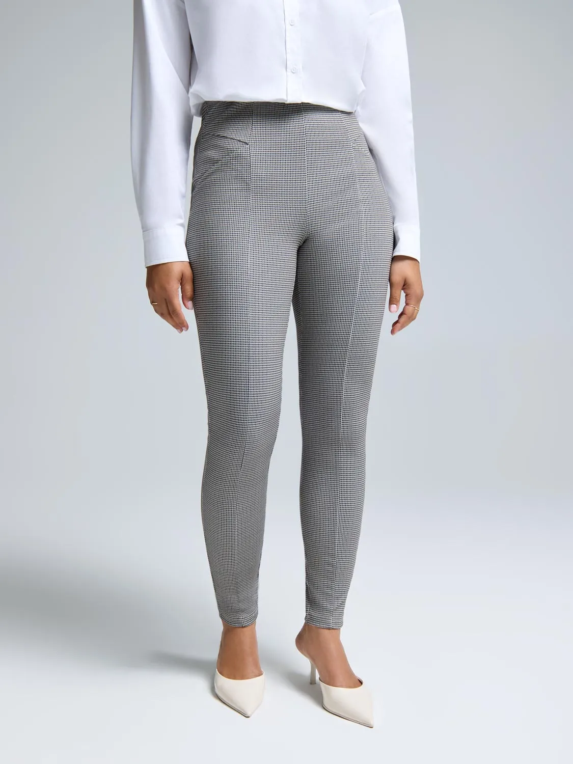Houndstooth Skinny Pants Effortless Style FadeResistant