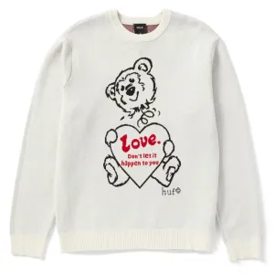 AntiStatic Finish NonRestrictive Fit Huf Bad News Crewneck Sweater Bone