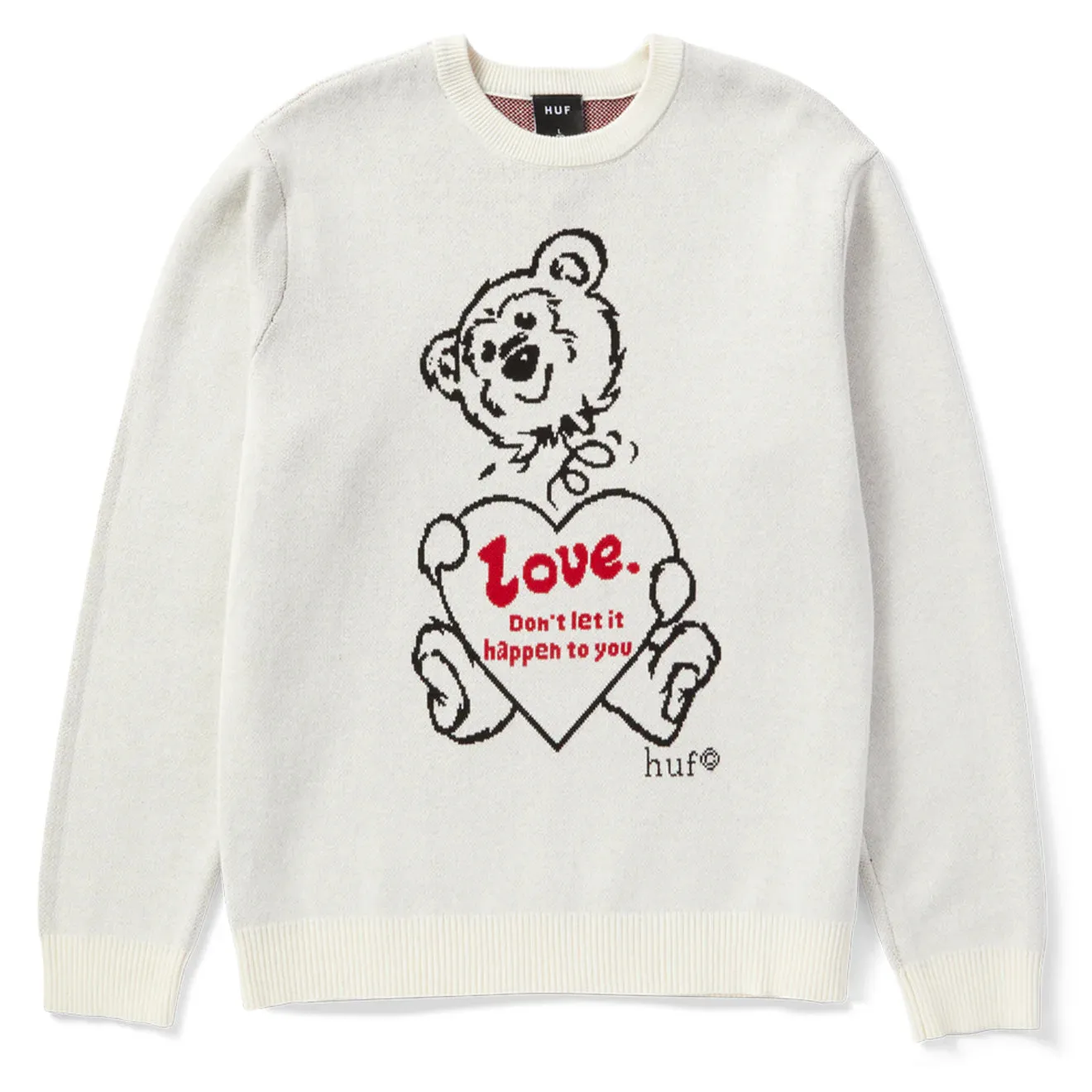 AntiStatic Finish NonRestrictive Fit Huf Bad News Crewneck Sweater Bone