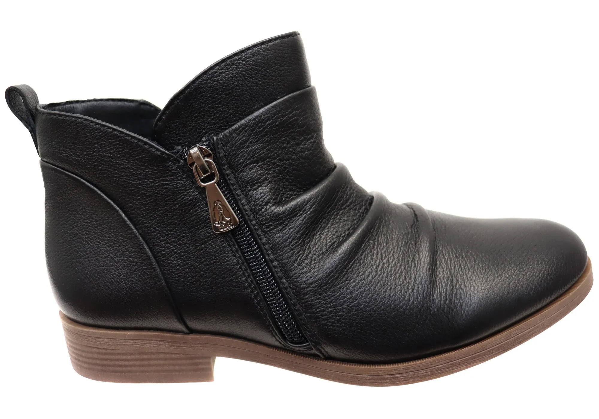 Hush Puppies Chalet Womens Comfortable Black Leather Ankle Boots Heat-resistant