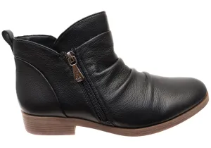 Hush Puppies Chalet Womens Comfortable Black Leather Ankle Boots Supportive