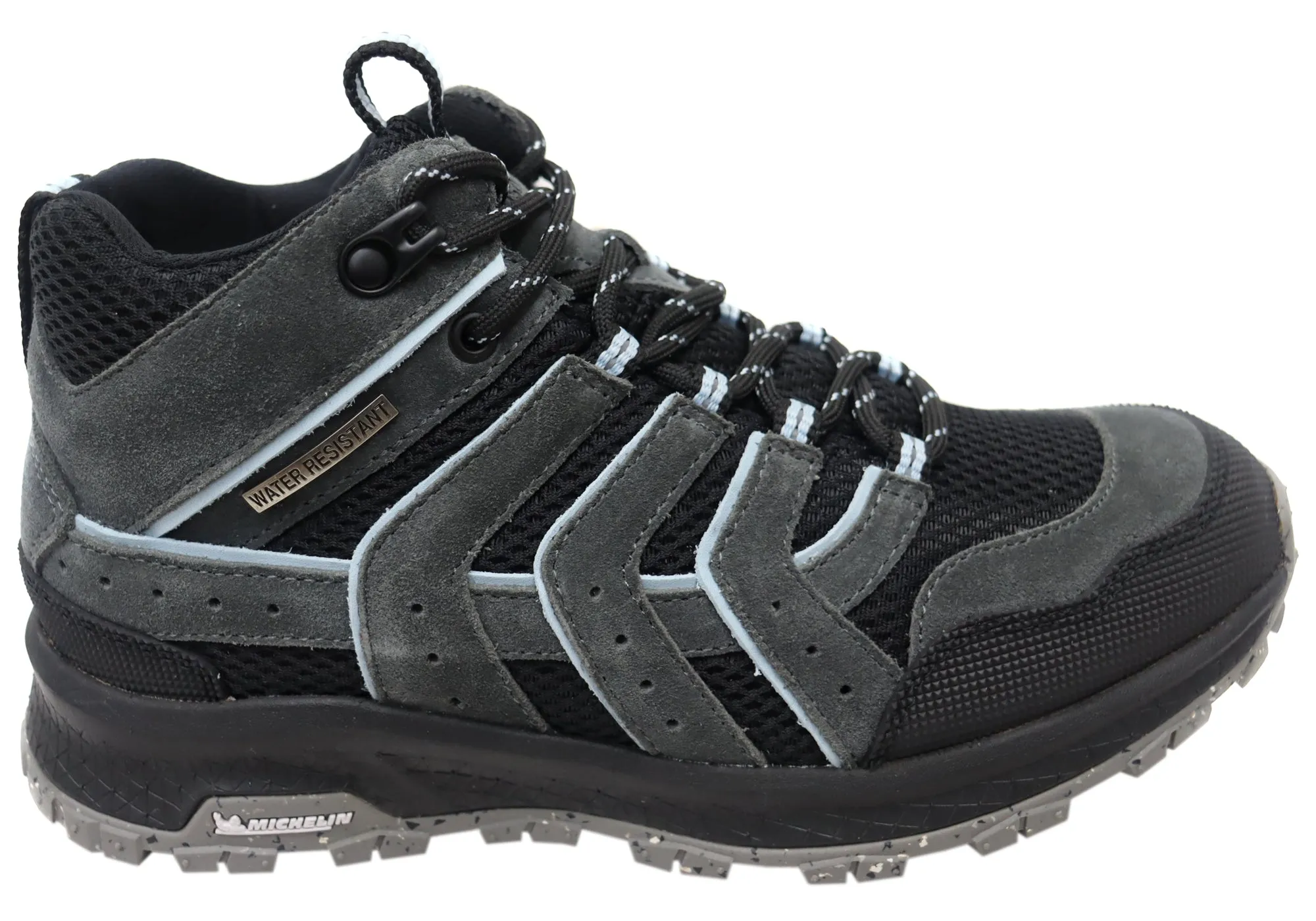 Hush Puppies Kanya Womens Charcoal Comfortable Leather Lace Up Boots Protective Finish All Day Worker