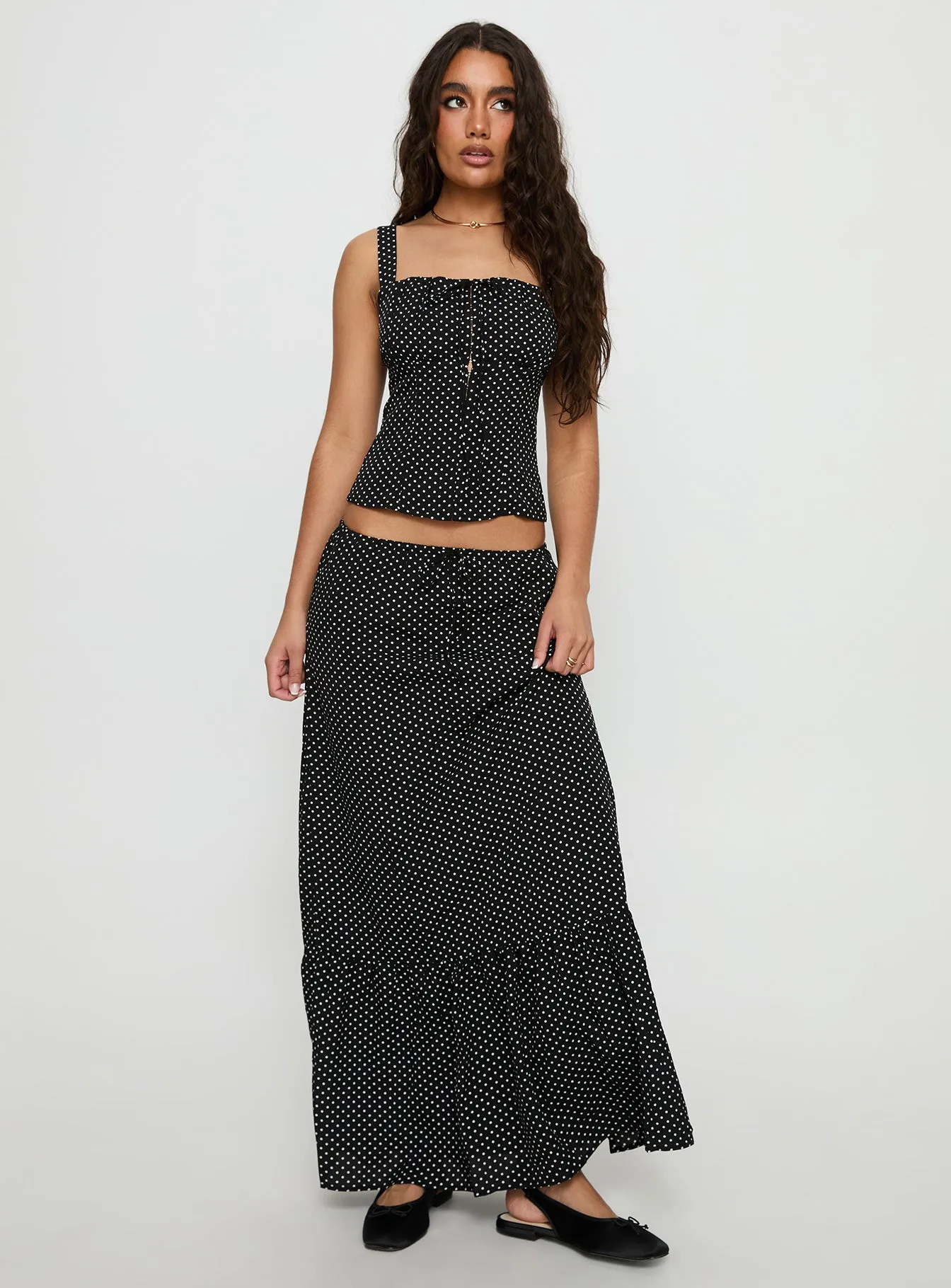 Modern Girl Maxi Skirt Black / Polka Dot Cozy Movement High Street Chic