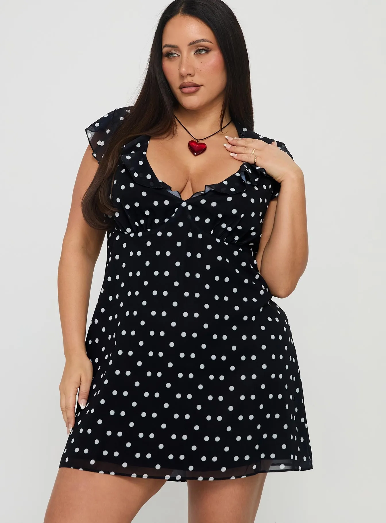 Luxe Comfort I Guess So Mini Dress Black Polka Dot Curve