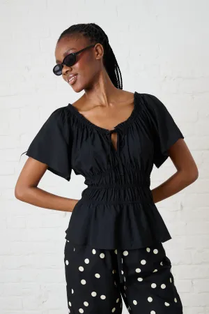 Everyday Fit Flutter Sleeve Blouse in Black