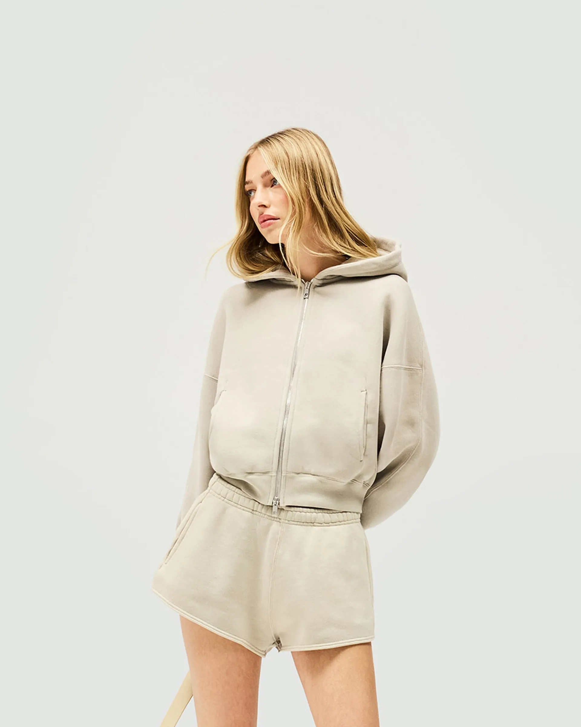 Initial Oversized Crop Hoodie - Storm Ribbed Cuffs