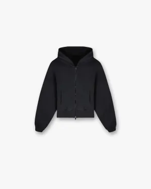 Initial Oversized Crop Hoodie - Washed Black Pullover product hook practicality
