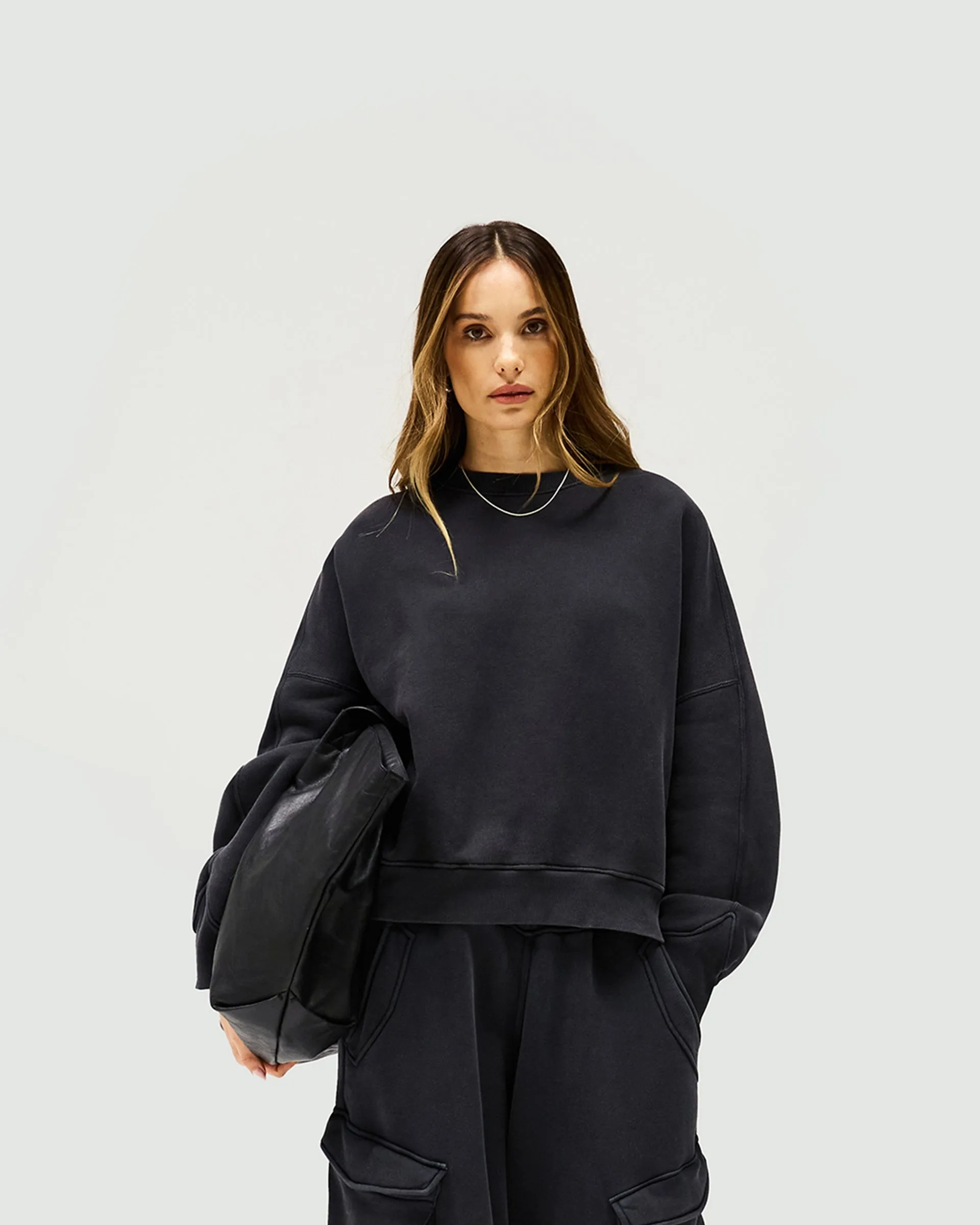 Initial V Notch Sweater - Washed Black Versatile Top ideal for birthdays